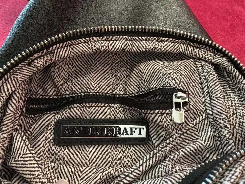 Antik Kraft Black Faux Leather Brie Sling Backpack